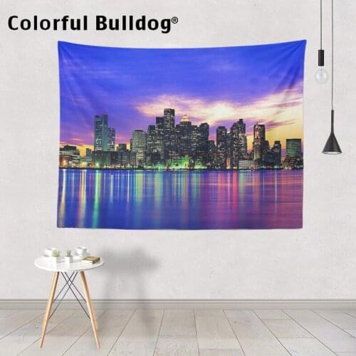 Fashion New York Building Large Wall Pictures Empire State Twin Bridge Hanging Tapestry Hotel Decorative Tapestries Custom Woven