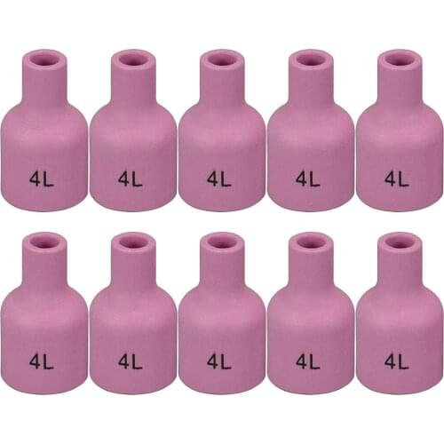 TIG Aluminia Nozzle Ceramic Cup Long 53N58L 4L 1/4", D6.5 x 35mm for SR WP 9 20 25 TIG Welding Torch 10pk