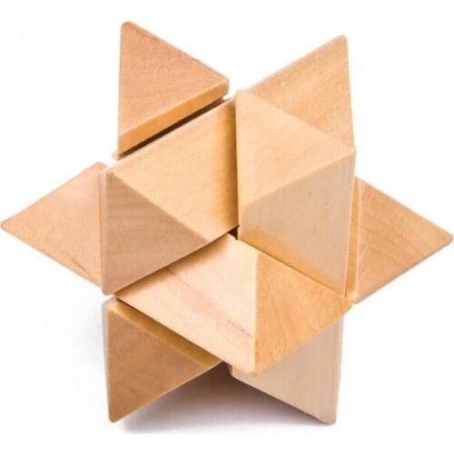 Classic Wooden Star Burr Puzzle IQ Brain Teaser Puzzles Game for Adults Children