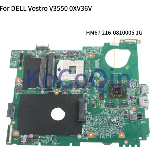 KoCoQin Laptop motherboard For DELL Vostro 3550 V3550 15R N5110 Mainboard CN-0XV36V 0XV36V HM67 216-0810005 RAM 1G