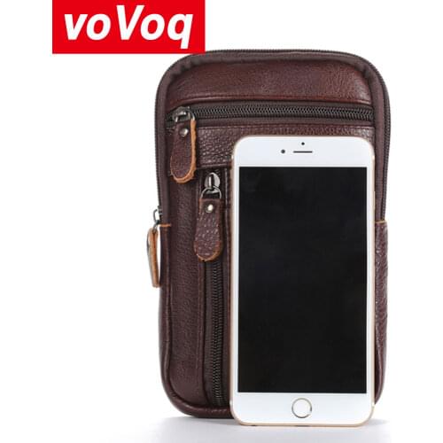 Retro Leather Belt Bag Mens Mobile Phone Mini Bag Wear Belt Outdoor Sports One Shoulder Wallet Zipper Waist Packs for Men