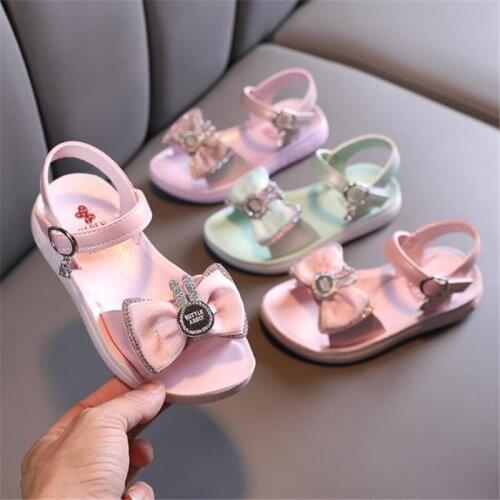 Girls sandals in the summer of 2021 the new beach shoes princess diamond bow shoes cuhk childrens sandals, children shoes