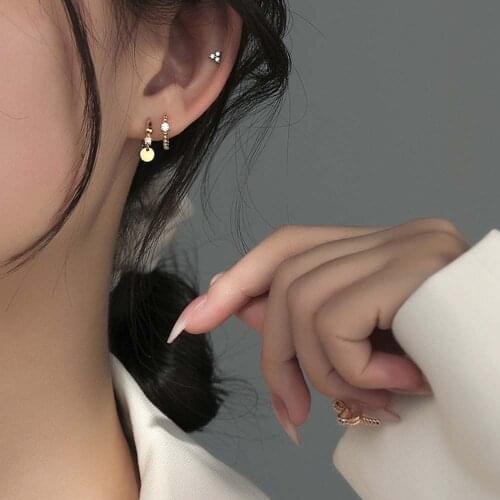 1 Pair Mini Zirconia Small Hoop Earrings Fashion Temperament Simple Personality Trendy Wild Earrings Ear Buckle Women Jewelry