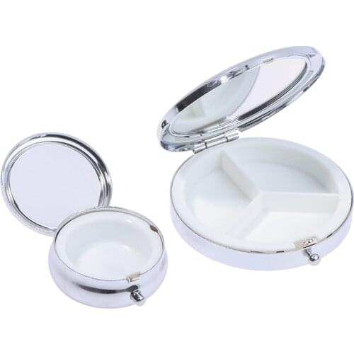 1/3Grids Metal Pill Box Tablet Holder Metal Round Medicine Case Small Case Tablet Pill Boxes Container