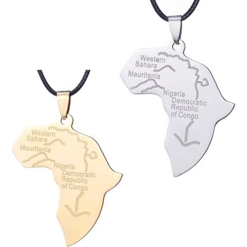 Stainless steel Fashion Africa Map Pendant Necklace For Men Women Gifts