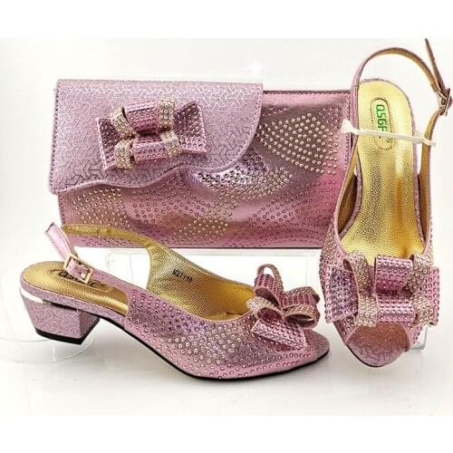 New Pink Italian Matching Shoe and Bag Sets African Shoe and Bag Set for Party In Women Matching Shoes and Bags for Wedding
