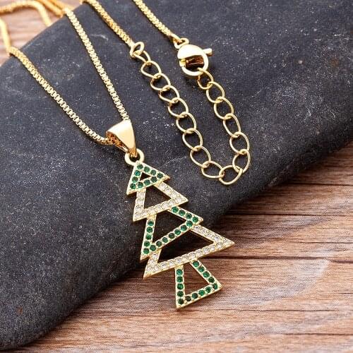 Top Quality Christmas Gift Series Christmas Tree Bell Elk Pendant Gold Chain Necklace For Women Kids Best Party Jewelry Gift