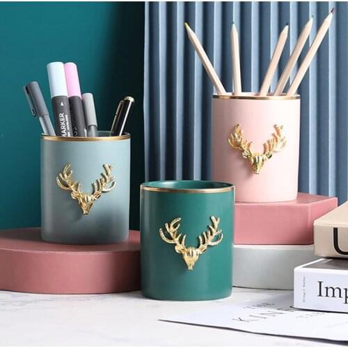 Ins Popular Bathroom Accessories Organizer Ceramic Make Up Brush Holder Cosmetic Storage Box Pen Holder органайзер для хранения