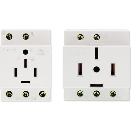 DIN rail socket three-phase five-hole 16A 25A three-phase five-hole 5-wire power plug 380V
