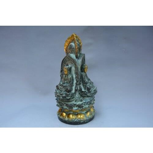 Rare Old Qing Dynasty gilt bronze Sam West statue , best collection & adornment, free shipping