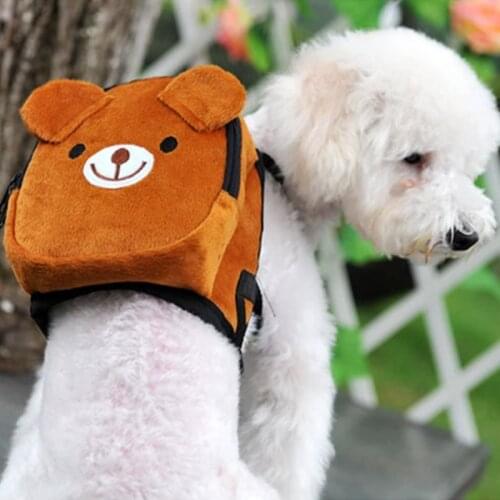 Dog Backpack Harness Cute Back Packs for Dogs Lovely Brown Bear Design for Small Medium Breed Hiking Daily Walking