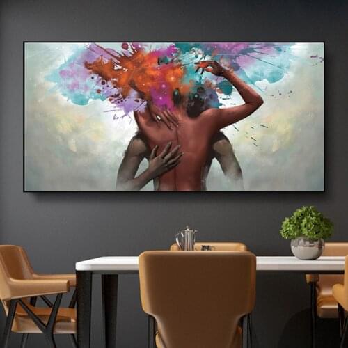 Nordic Abstract Sensual Caress Posters Prints Naked Sexy Woman and Man Wall Art Canvas Painting Picture Living Room Home Decor