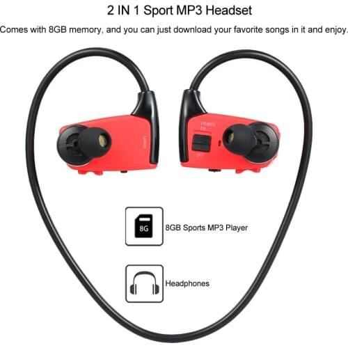 W262 Sports MP3 Player Headphones 2in1 Music Headset MP3 WMA Digital Music Player Running Earphone