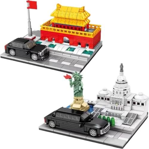 Street View Series Mini Statue of Liberty Capitol Building Blocks Bricks Tian'anmen Square World Architecture Toys For Kid Gifts