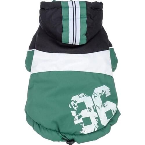 Warm Winter Large Dog Clothes Labrador Samoyed Dog Jacket Coat for Large Dogs Overalls Stripe Hood Fleece Inside