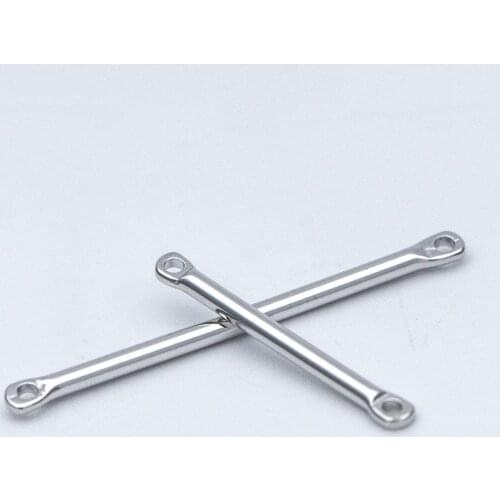 10pcs Silver tone Tube Bar Connectors, Rhodium plated Brass Stick Charm Pendants, 20 / 25 / 30mm Multi Size (GB-669)