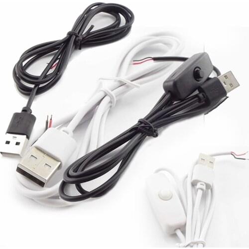 1M 5V USB Extension Cable Connector 2 pin Power Supply Wire 501 on/off Switch Electrical For LED Light Lighting Tablet B4