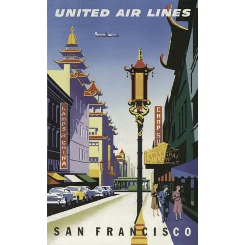 Vintage Fly TWA World Travel America San Francisco Retro Poster Canvas Painting DIY Wall Paper Posters Home Decor Gift