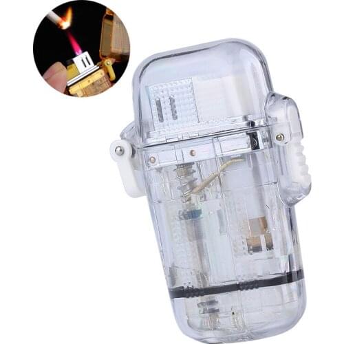 50pcs/lot Waterproof Lighter Red Flame Inflatale Jet Lighter For Camping Gas Windproof Cigar Lighter Men Gadget