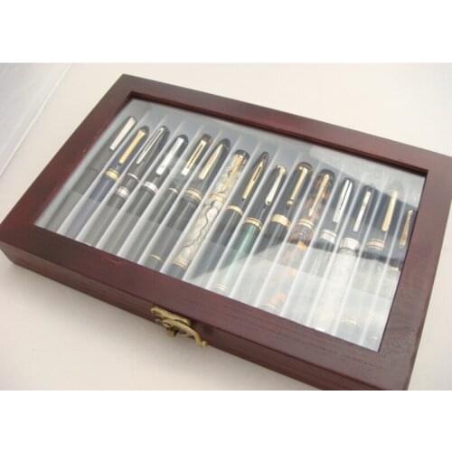 Solid Wood High End Pen Collection Large Capacity Display Box Transparent Window Flocking Base Special Offer