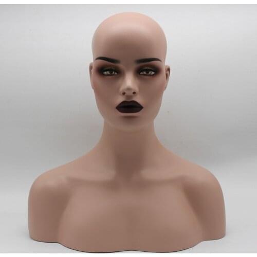 Female Realistic Fiberglass Mannequin Head Bust Sale For Wig Jewelry And Hat Display