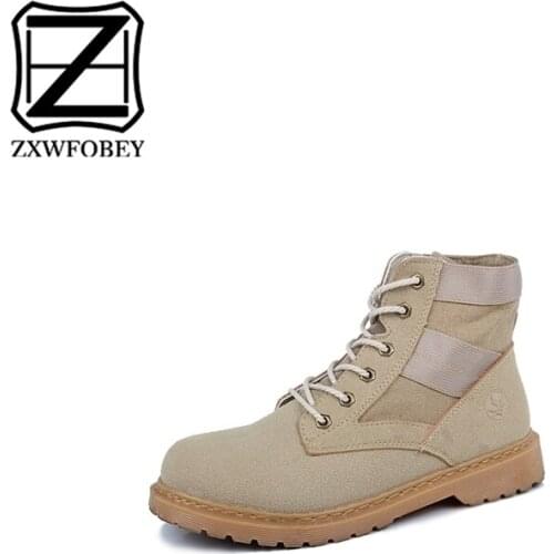 ZXWFOBEY Genuine Leather Men Boots Winter Waterproof Ankle Riding Boots Men Outdoor Working Snow Boots Men Shoes