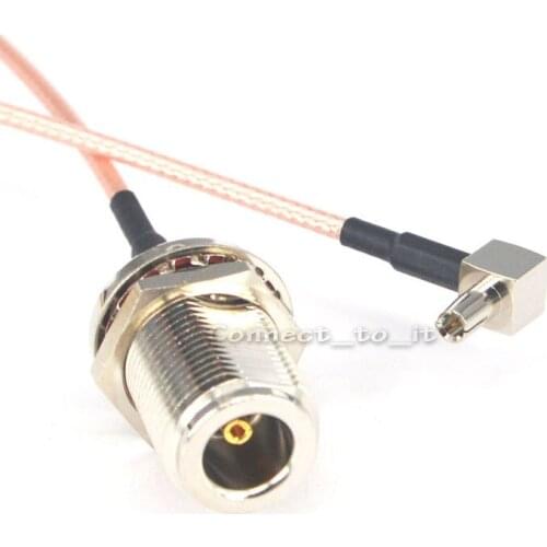 2 Pieces RF Coaxial N Female Bulkhead to TS9 Male Right Angle Connector USB Modem Adapter Extension Cable 6 inch