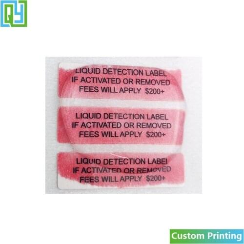 2000PCS 30x8MM Custom Print Water Sensitive Indicator Warranty VOID Sticker Turn Red Tamper Proof Label Products Authentication