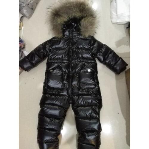 2020 New Winter Kids Girls Boys Snowsuit Jumpsuit Baby Down Jackets Overall Children Real Fur Hooded Rompers Snow Wear Coat Y8