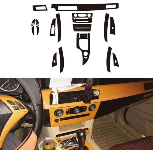 3D Glossy Carbon Fiber Sticker Vinyl Decal Trim Interior Center Console Stylish Decorative Fit For BMW 5 Series E60 2006-2010