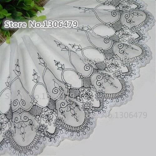 5yards/lot Width 18cm White with Black Lace Fabric,DIY Garment Accessories,Sewing Swiss Trim Wedding Lace RS1078