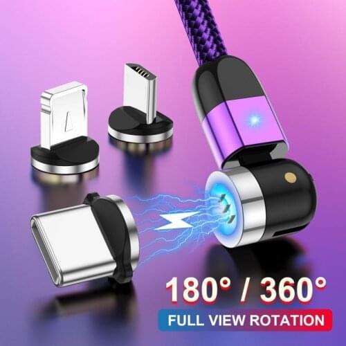 540° Rotation Magnetic USB Cable 3A Fast Charging For IPhone Cable Type C Cable Magnet Charger Micro USB Cable Magnetic Charge