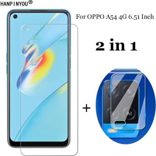 2-in-1 For OPPO A54 4G 6.51" Camera Lens Protection Film + Front Clear Tempered Glass Screen Protector