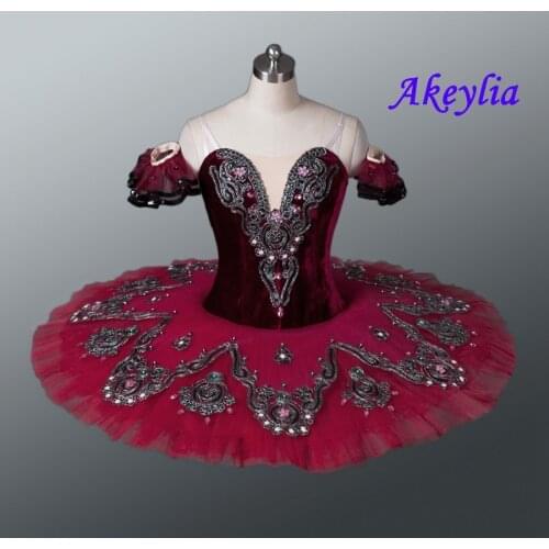 Burgundy Ballet Pancake Tutu For Girls Don Quixote Red Ballet Tutu Blue Professional Tutu Ballet Stage Costume blue BT8992