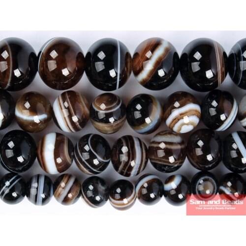 Factory Price A grade Natural Coffee Stripe Agates Beads 4 6 8 10 12MM Pick Size For Jewelry Making CSA50