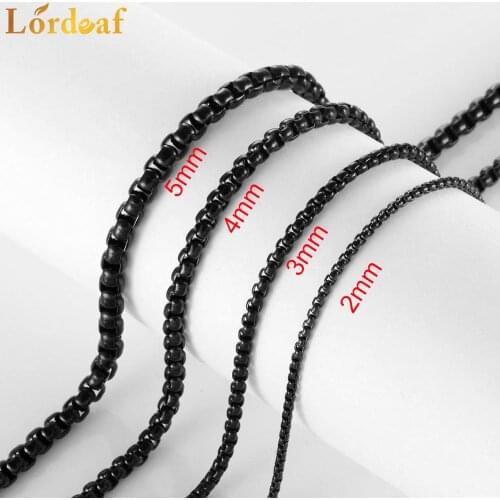Stainless Steel Black Round Box Chain 2mm-5mm Men And Women Fashion Jewelry High Quality Wholesale Custom