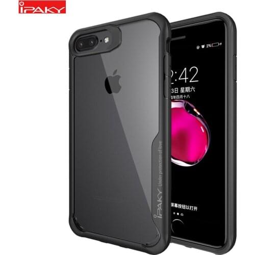 IPAKY for iPhone 8 8 Plus Case Silicone Cristal Acrylic Hybrid Shockproof Transparent Case for iPhone 6 6s 7 7 Plus Case