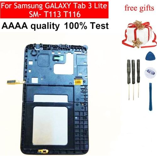 Black / White For Samsung GALAXY Tab 3 Lite SM- T113 T116 Touch Screen Sensor Digitizer Glass + LCD Display Panel With Frame