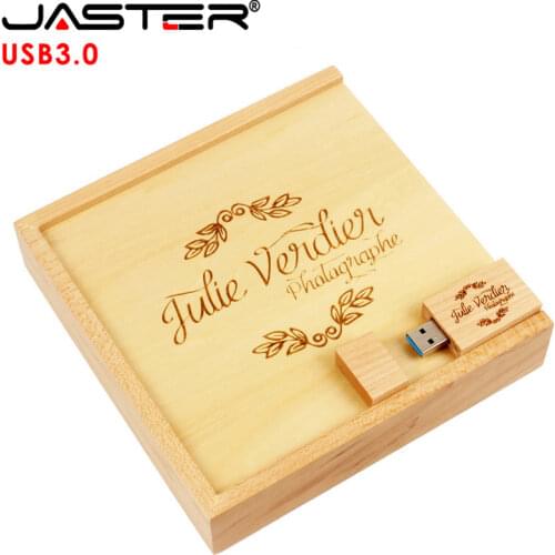 JASTER USB 3.0 wood Photo Album+box Flash Drive Pendrive 64GB 16GB 4GB 8GB Photography Wedding Gift Free Custom Logo170*170*35mm