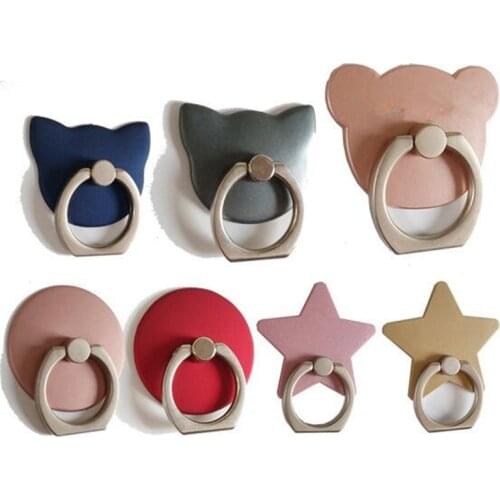 UVR 360 Degree Animal Cat Bear Finger Ring Smartphone Stand Holder Star Circular Mobile Phone Holder Stand For iPhone All Phone
