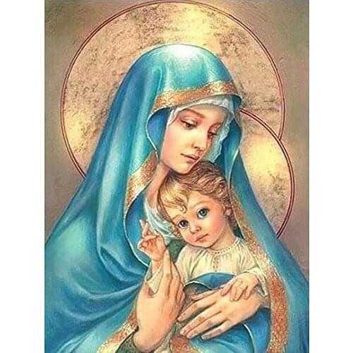 Virgin and Child Religious Figures Diamond Painting Round Full Drill Portrait Nouveaute DIY Mosaic Embroidery 5D Cross Stitch