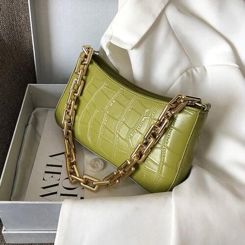 Designer Stone Pattern PU Leather Armpit Bag For Women 2020 Solid Color Chain Shoulder Handbags Female Travel Fashion Hand Bag