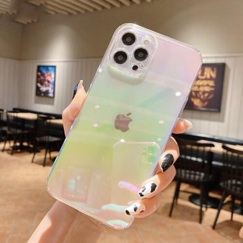 Gradient Laser Phone Case on For iPhone 12 Pro Max iPhone 11Pro Max X XS XR 7 8 Plus Case Luxury Clear Cover For iPhone 11 Cases