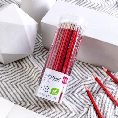Deli 58173, Hb hexagon advanced graphite pencil, writing pen, log non-toxic pencil, student office stationery