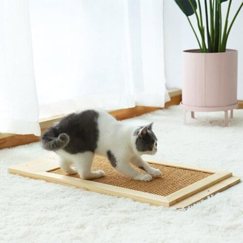 Solid Wood Cat Scratch Board Wall-mounted Sisal Scratcher Pad Anti-scratch Furniture Sofa Kitten Toys Claw Protector Pads