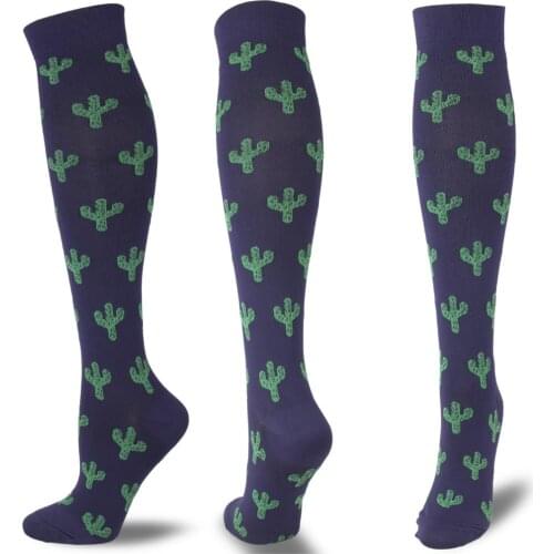 Unisex Outdoor Compression Socks Cactus Pineaple Pattern Breathable Cotton Fitness Sports Camping Soccer Stocking Protect Feet