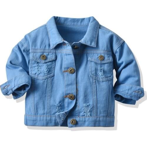 Korean Childrens New Coat Boy Denim Fashion Clothing Autumn Long Sleeve Tops For Girls Bebes