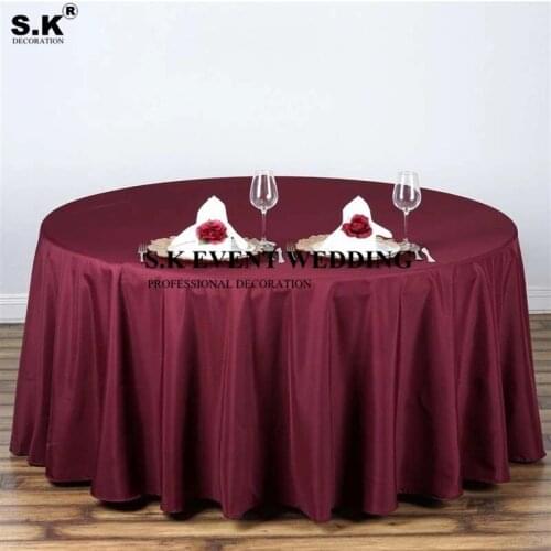 Nice Looking Round White Black Color Table Cloth Polyester Tablecloth Cover For Banquet Wedding Dining Decoration