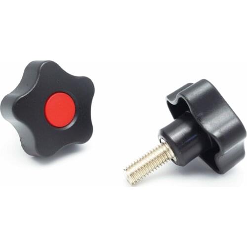 M8 red cap Male threads Plastic knob ,plastic lobe knob thread knob screw ,start knob with threads