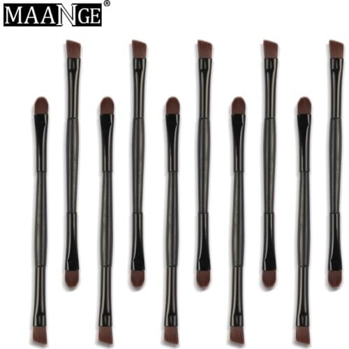 MAANGE 10pcs/set Makeup Brush Beauty Makeup Tools Double-headed Eye Shadow Brush Black Handle Eyelashes Cosmetic Tool